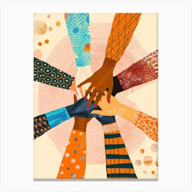 Illustration Of People Holding Hands Canvas Print