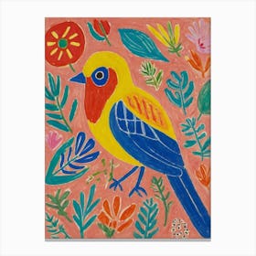 Bird On A Pink Background Style Henri Matisse Canvas Print