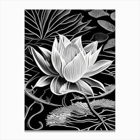 Water Lily Leaf Linocut Canvas Print