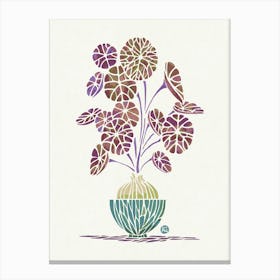 Watercolor Stephania Erecta leaves [white-red] Canvas Print