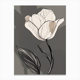 Line Art Tulips Flowers Illustration Neutral 1 Canvas Print