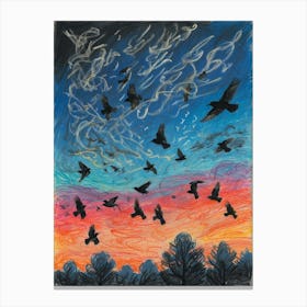 Crows At Sunset 1 Canvas Print