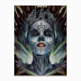 Black Swan In A Pixel Dots Art Style Canvas Print