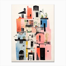 A House In Venice, Abstract Risograph Style 3 Canvas Print