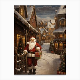 Santa Claus In The Village Canvas Print