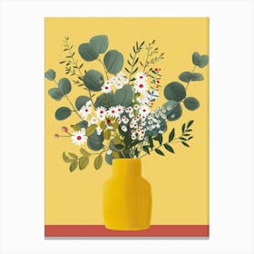 Floral Arrangement In A Yellow Vase Canvas Print