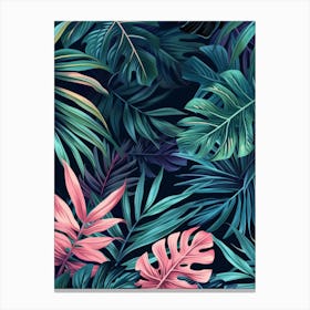 Tropical Leaves Seamless Pattern 32 Canvas Print