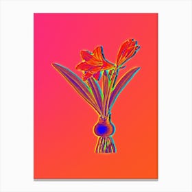 Neon Hippeastrum Botanical in Hot Pink and Electric Blue n.0471 Canvas Print