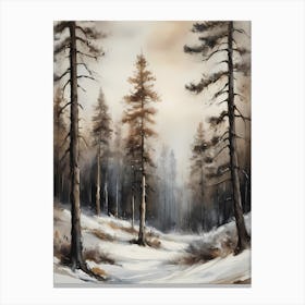 Winter Pine Forest Christmas Painting (4) Canvas Print