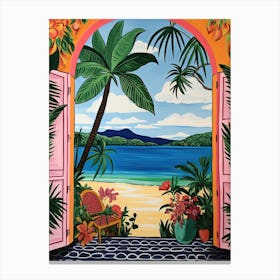 Half Moon Bay, Antigua, Matisse And Rousseau Style 2 Canvas Print