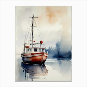 Watercolor Of A Fishing Boat Canvas Print