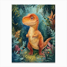 Watercolour Giganotosaurus In A Jungle Canvas Print