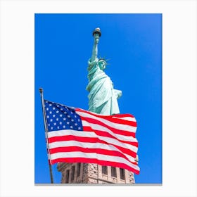 Statue Of Liberty With American Flag 2 Canvas Print