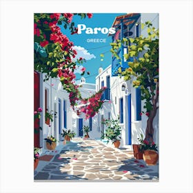 Paros Greece Island Digital Travel Art Canvas Print