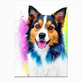 Miniature American Shepherd Rainbow Oil Painting dog Canvas Print