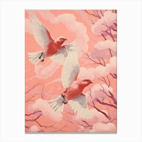 Vintage Japanese Inspired Bird Print Cowbird 2 Canvas Print