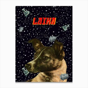 Laika — Soviet space art [Sovietwave] Canvas Print