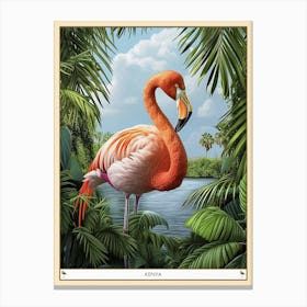 Greater Flamingo Kenya Tropical Illustration 3 Poster Canvas Print