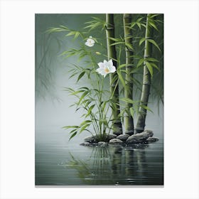 Bamboo Trees And Flowers Canvas Print