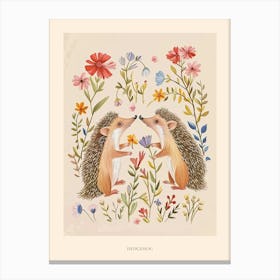 Folksy Floral Animal Drawing Hedgehog 3 Poster Canvas Print