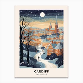 Winter Night  Travel Poster Cardiff United Kingdom 2 Canvas Print