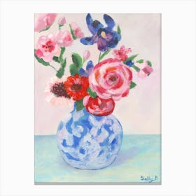Chinoiserie Roses And Iris Canvas Print