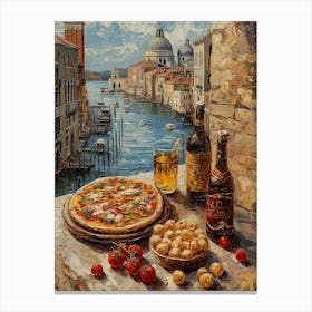 Venice Pizza And Beer Canvas Print