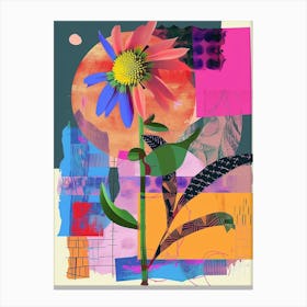 Oxeye Daisy 3 Neon Flower Collage Canvas Print