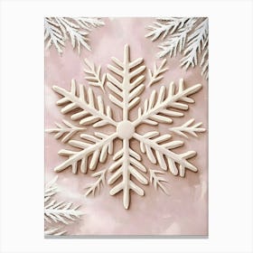 Snowflakes On A Pink Background Canvas Print