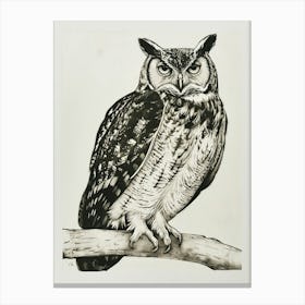 Verreauxs Eagle Owl Linocut Blockprint 1 Canvas Print