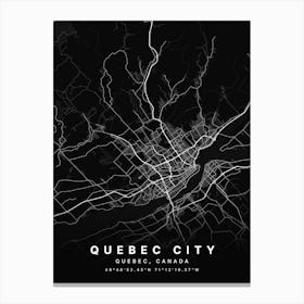 Quebec City Quebec Canada Black Map Canvas Print