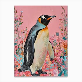 Floral Animal Painting Emperor Penguin 2 Canvas Print