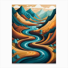 Abstract Landscape With River Canvas Print