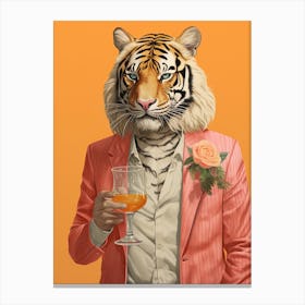 Tiger Illustrations Wearing A Cocktail Jacket 2 Canvas Print