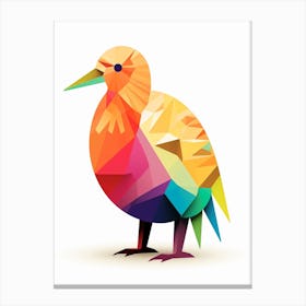 Colourful Geometric Bird Kiwi 2 Canvas Print