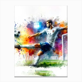 Soccer Player Kicking The Ball Canvas Print