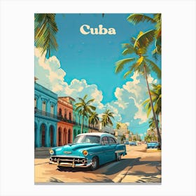 Cuba Classic Car Digital Travel Art Canvas Print