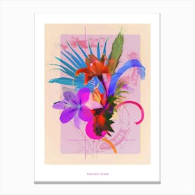 Fountain Grass 2 Neon Flower Collage Poster Canvas Print
