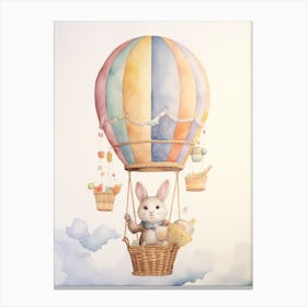Baby Rabbit 3 In A Hot Air Balloon Canvas Print