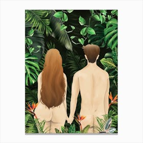 Wild Jungle Man And Woman Canvas Print