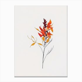 Firethorn Floral Minimal Line Drawing 2 Flower Canvas Print