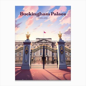 Buckingham Palace England Royalty Travel Art Illustration Canvas Print
