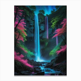 Waterfall At Night Canvas Print