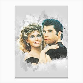 Grease Movie Danny Zuko Vs Sandy Olsson Canvas Print