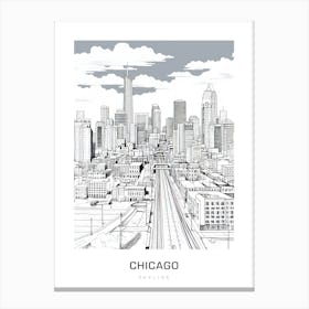 Chicago Skyline 4 B&W Poster Canvas Print