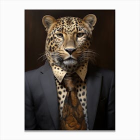 African Leopard Wearing A Suit 4 Canvas Print