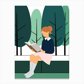 Girl Reading A Book 2 Canvas Print