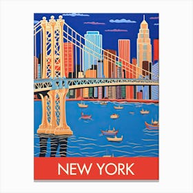 New York United States Bridge Travel Print Painting Cute Canvas Print