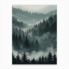 Forest Landscape With Fog Canvas Print