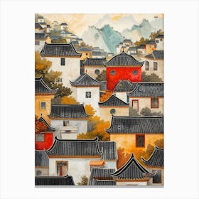 Beijing Kitsch Cityscape Painting 2 Canvas Print